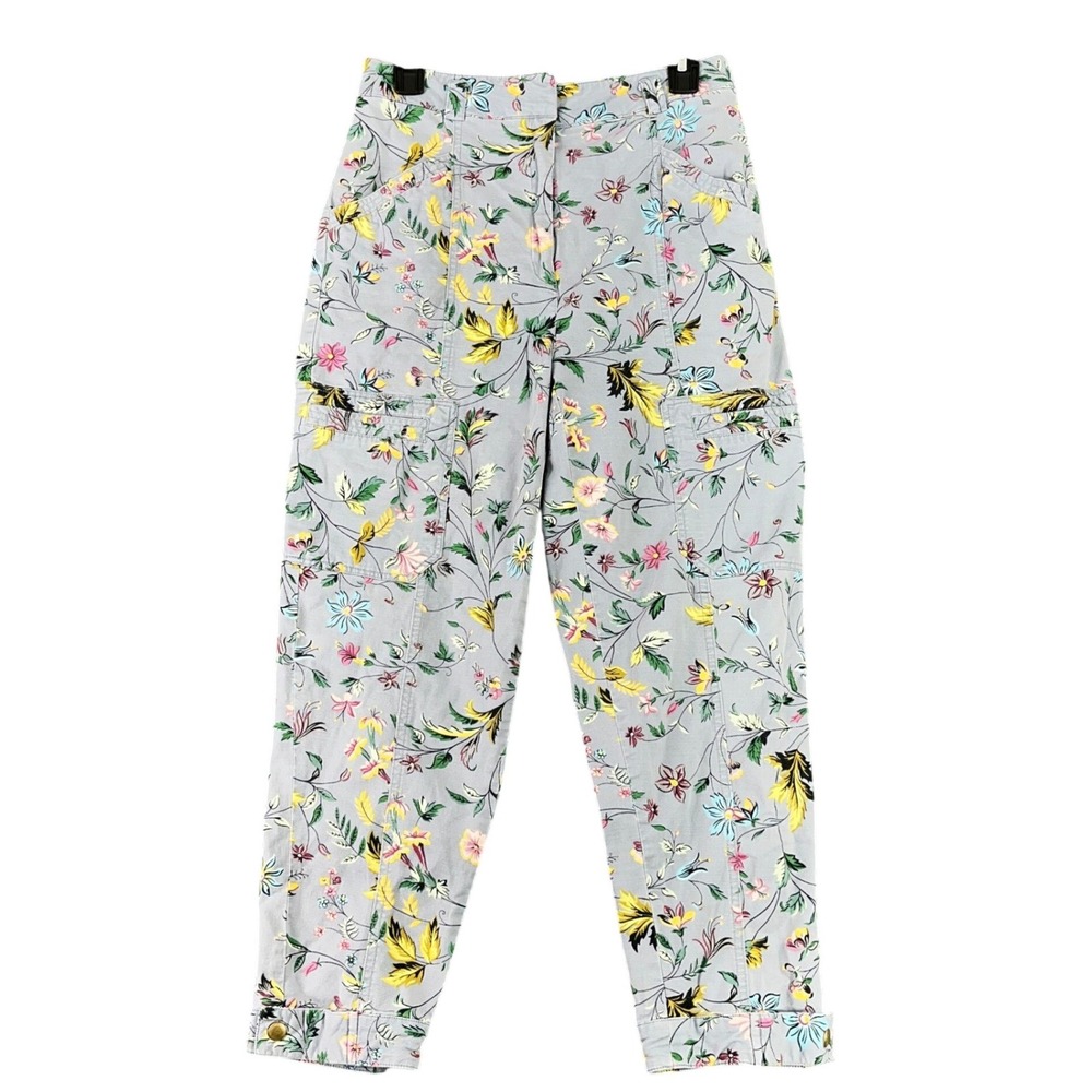 Anthropologie Floral Cargo Pants Women 2 Slim Tapered‎ Utility Indie Y2K